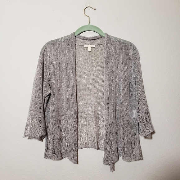 EILEEN FISHER Lagenloo Linen blend open knit coverup open wear blouse size Small - Picture 8 of 9